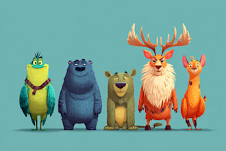 create animals cartoon illustration