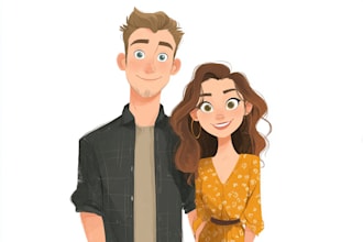 draw cartoon disney couple portrait