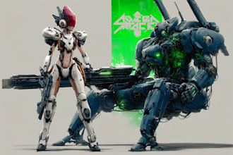 draw amazing character mecha robot illustration