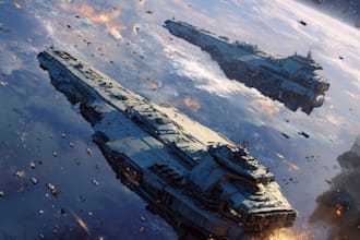 design epic spaceships and space battle scenes for your project