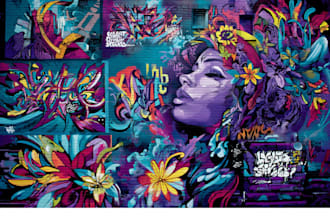 create custom graffiti art designs murals and wall arts