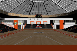 build 3d basketball court,gaming arenas,sports facility,indoor layout,gym render