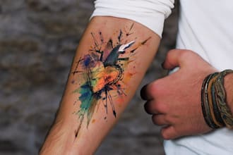 draw watercolor tattoo design