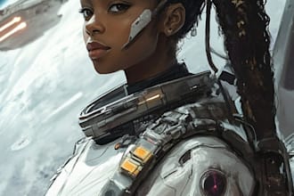 make sci fi character illustration or sci fi character