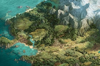 create fantasy map illustration with fantasy art