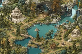 make fantasy map illustration for dnd, novels