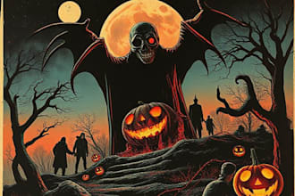 do 70s 80s retro poster horror vintage movie poster dark art