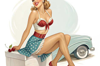 pin up girl and pin up girl illustration