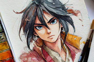 make a digital watercolor character art