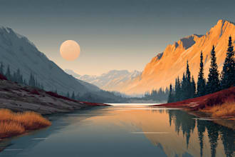 create a landscape and urban vector art illustration