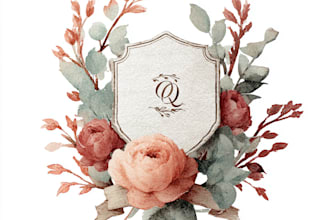 design a custom and elegant watercolor logo for you