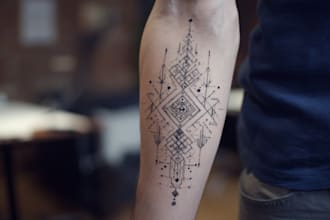create geometric, fine line or micro realism tattoo design