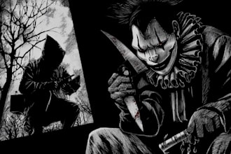 craft detailed dark art with woodcut or linocut style