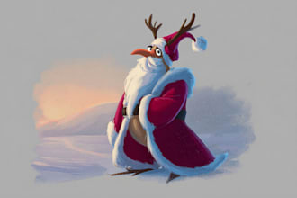 create a christmas cartoon caricature for your company staff
