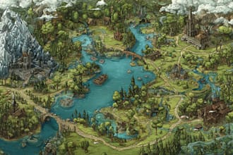 hand drawn vector fantasy map illustration city map design