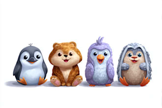 draw cute cartoon animal characters or mascot