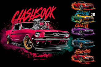create automotive tshirt or car racing poster design