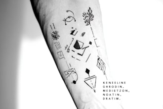 make line art, monoline geometric, minimalist tattoo design