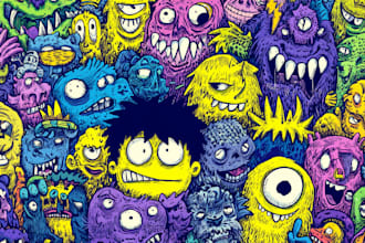 create cute doodle art illustration, and cartoon