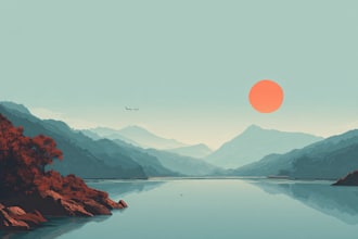 create minimalist landscape illustrations and posters