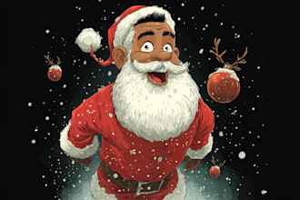 draw stylized christmas family portrait