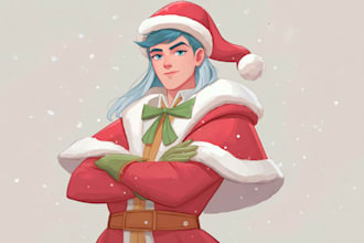 make a watercolor christmas portrait or illustration