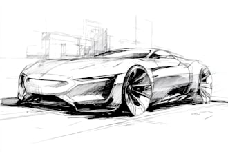 car design and digital painting
