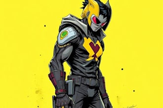 drawing superhero cyberpunk character