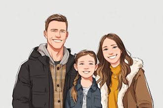do realistic family portrait, couple art