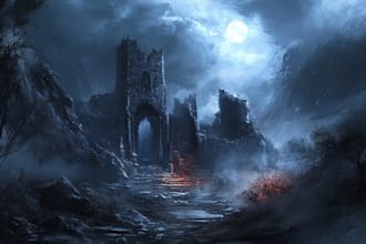 do mystical horror dark environment concept art or landscape