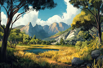 draw the landscape illustration or concept art