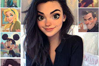 do cute disney cartoon portrait
