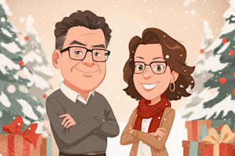 draw christmas couple family or pet portrait