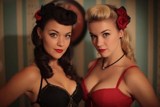 design pin up girl and pin up girl illustration