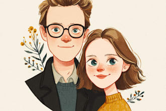 family or group to cartoon portrait illustration