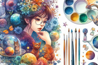 create watercolor and digital illustrations
