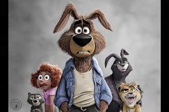draw custom animal cartoon illustration