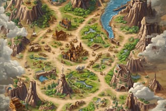 design a unique vector map, realistic or fantasy