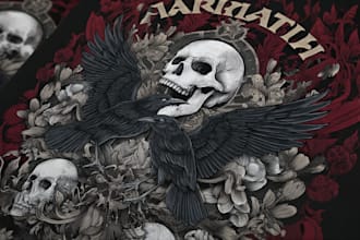 design detailed dark, brutal, horror, and heavy metal art illustration