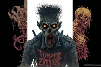 illustrate the undead zombie art in various styles