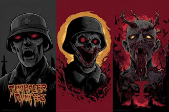 illustrate the undead zombie art in various styles