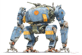 custom futuristic mecha robot character art