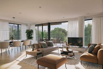 3d building visualization, real estate render, residential apartment interior