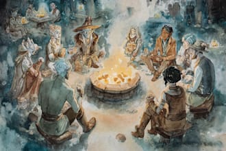 illustrate watercolor dnd party design