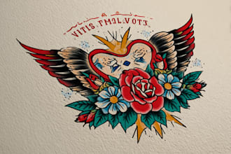 create custom logo old school traditional tattoo design