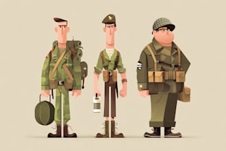 draw 2d game art military character design