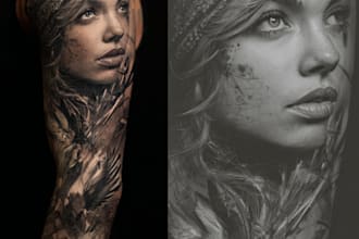 create a full sleeve realistic tattoo design