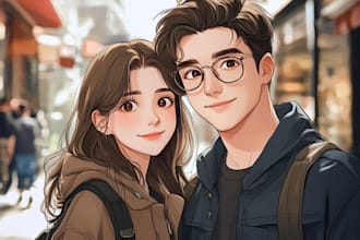 draw anime couple fan art, illustration, swf, nswf