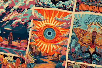 make amazing psychedelic illustration for music album cover