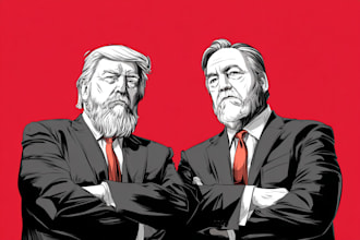 draw political cartoon or editorial illustration bold satire